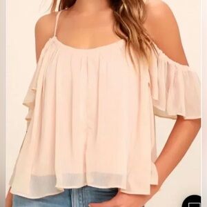 Lulus Got Me Moving Blush Pink off the Shoulder Top. Adjustable Straps.